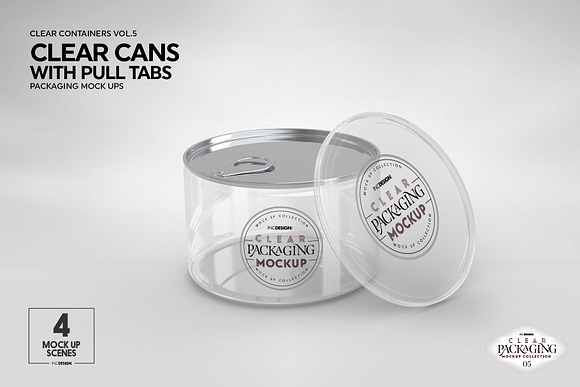 Clear Cans with Pull Tabs Mockup in Branding Mockups - product preview 3