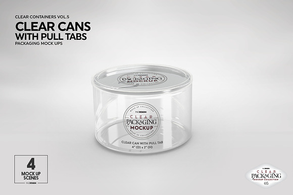 Clear Cans with Pull Tabs Mockup in Branding Mockups - product preview 4