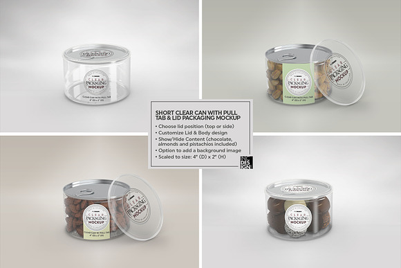 Clear Cans with Pull Tabs Mockup in Branding Mockups - product preview 5