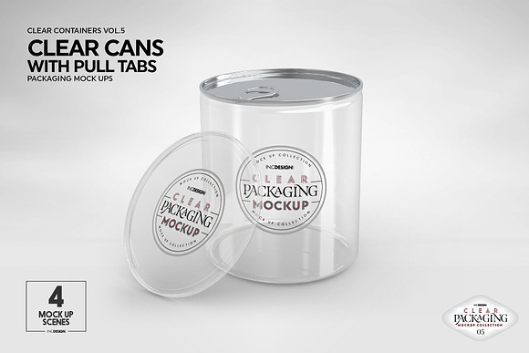 Clear Cans with Pull Tabs Mockup in Branding Mockups - product preview 6