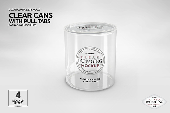 Clear Cans with Pull Tabs Mockup in Branding Mockups - product preview 7