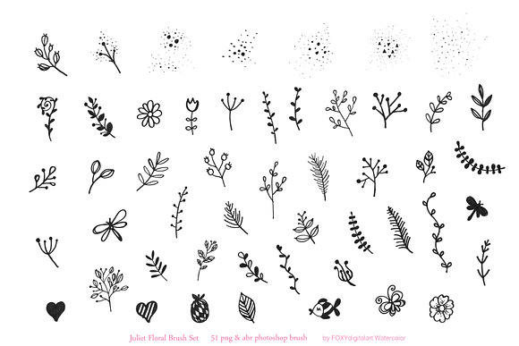 Flower doodles floral digital stamp in Illustrations - product preview 3