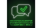 Approved chat neon light icon