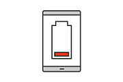 Smartphone low battery color icon