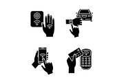 NFC technology glyph icons set
