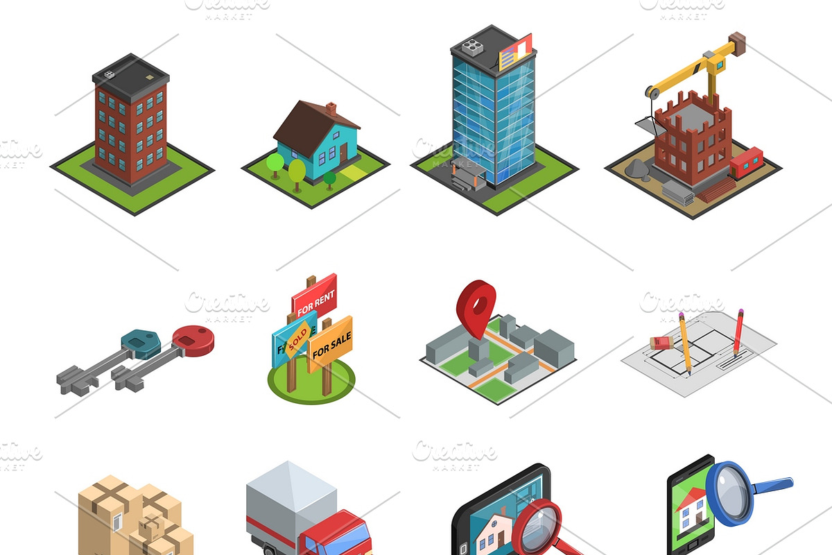 Real estate icon isometric set in Icons - product preview 8