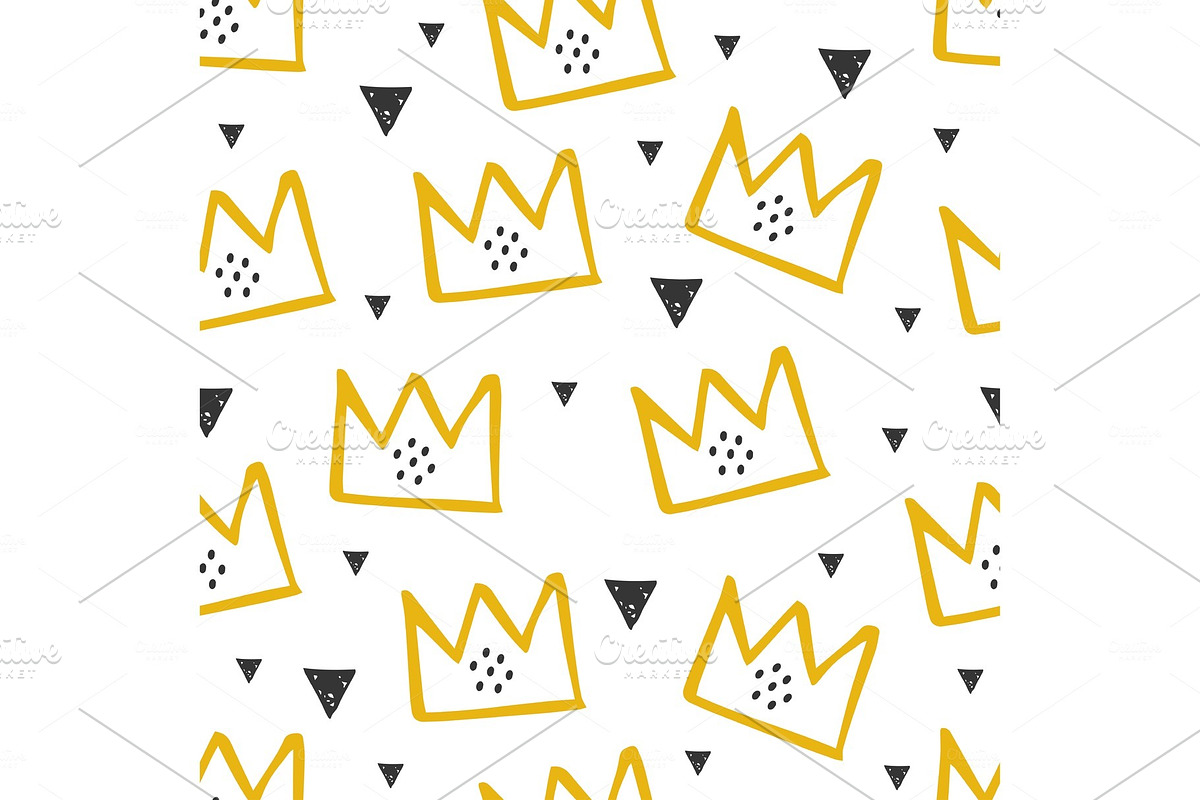 Pattern with yellow crown in Illustrations - product preview 8