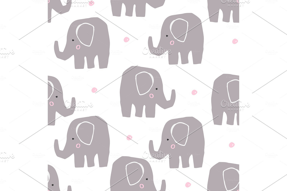 Cute elephant pattern in Textures - product preview 8