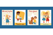 Children with pets friendship cards