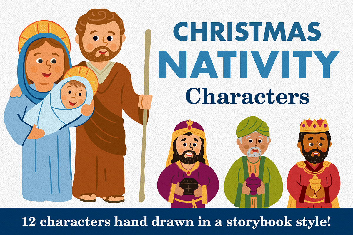 Christmas Nativity Characters Set in Illustrations - product preview 8