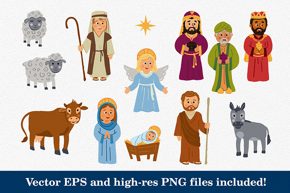 Christmas Nativity Characters Set in Illustrations - product preview 1