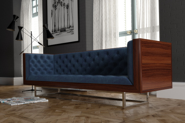 Milo Baughman velvet sofa