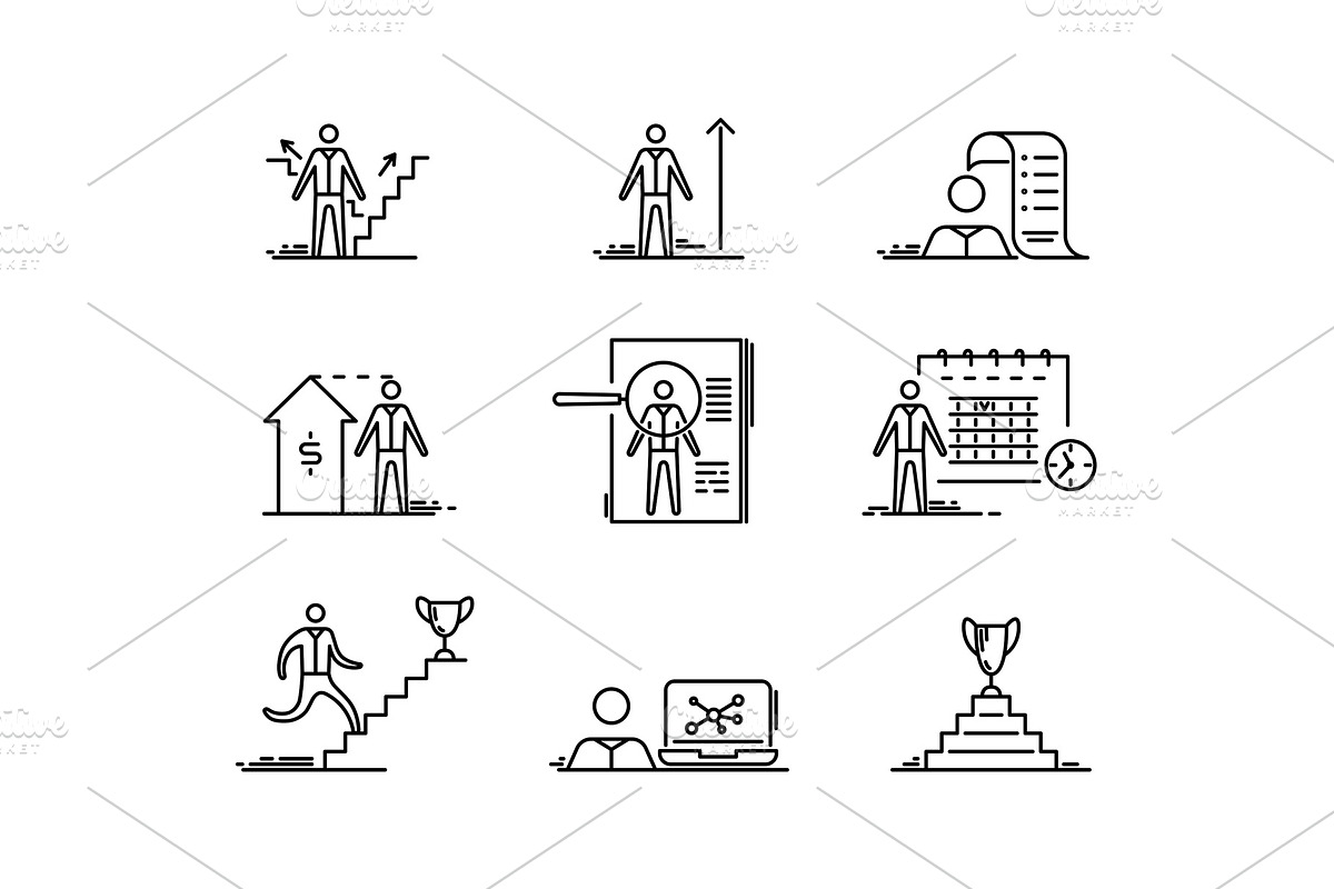 Thin line icons set. Business people in Illustrations - product preview 8