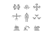 Thin line icons set of high
