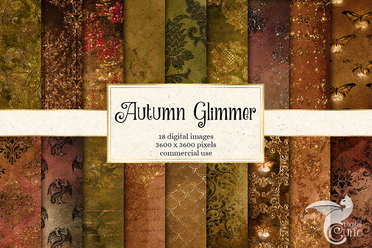 Autumn Glimmer Digital Paper in Textures - product preview 8