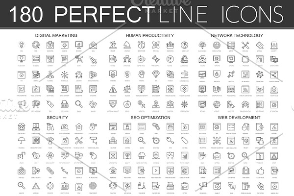 180 Perfect Line concept icons