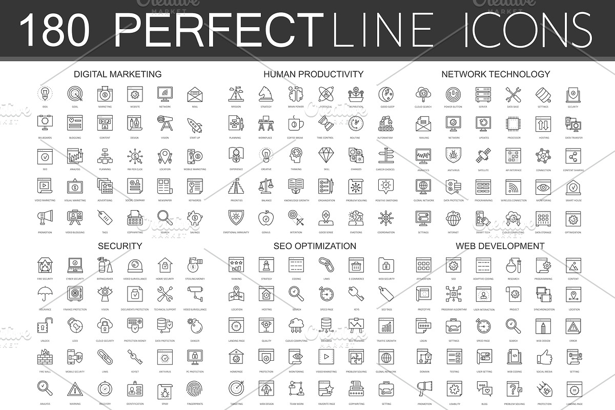 180 Perfect Line concept icons in Communication Icons - product preview 8