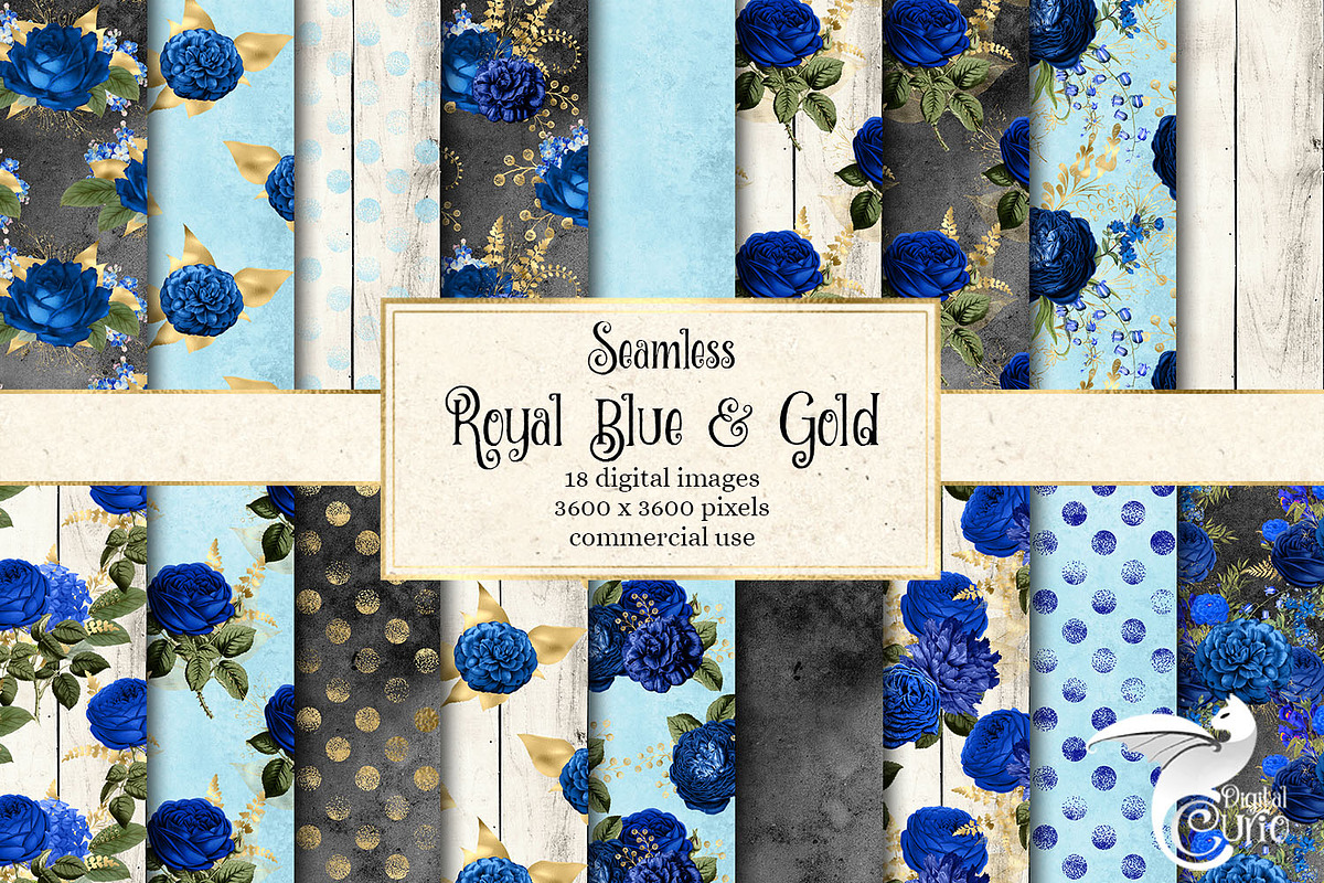 Royal Blue and Gold Floral Patterns in Patterns - product preview 8