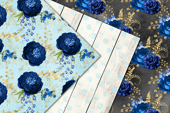 Royal Blue and Gold Floral Patterns in Patterns - product preview 1