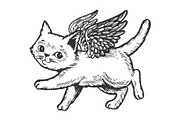 Angel flying kitten engraving vector