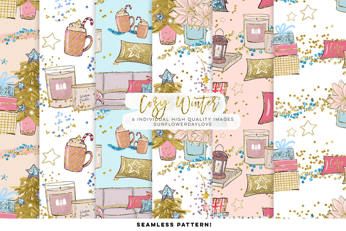Cozy Winter Digital paper in Illustrations - product preview 8