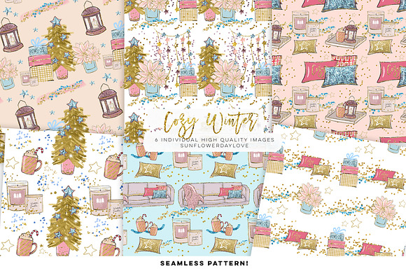 Cozy Winter Digital paper in Illustrations - product preview 1