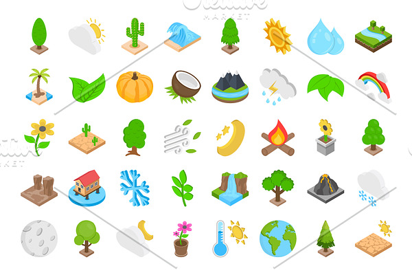 70 Nature Isometric Icons