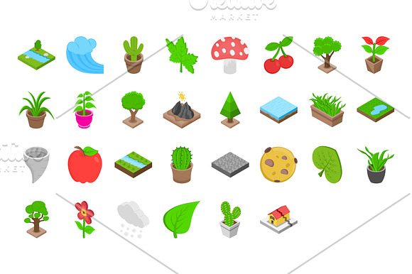 70 Nature Isometric Icons in Icons - product preview 1