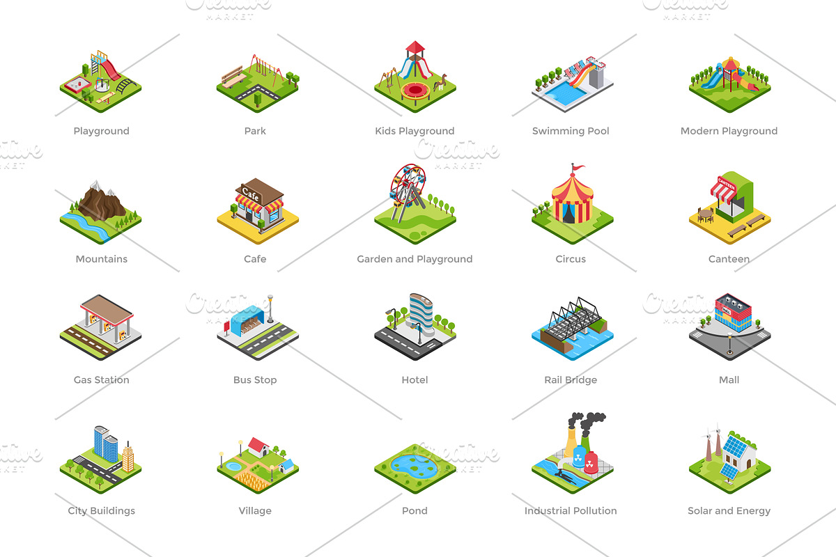 75 Playgrounds Isometric Icons in Icons - product preview 8