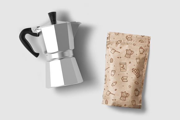 Coffee lineart set and seamless in Illustrations - product preview 7