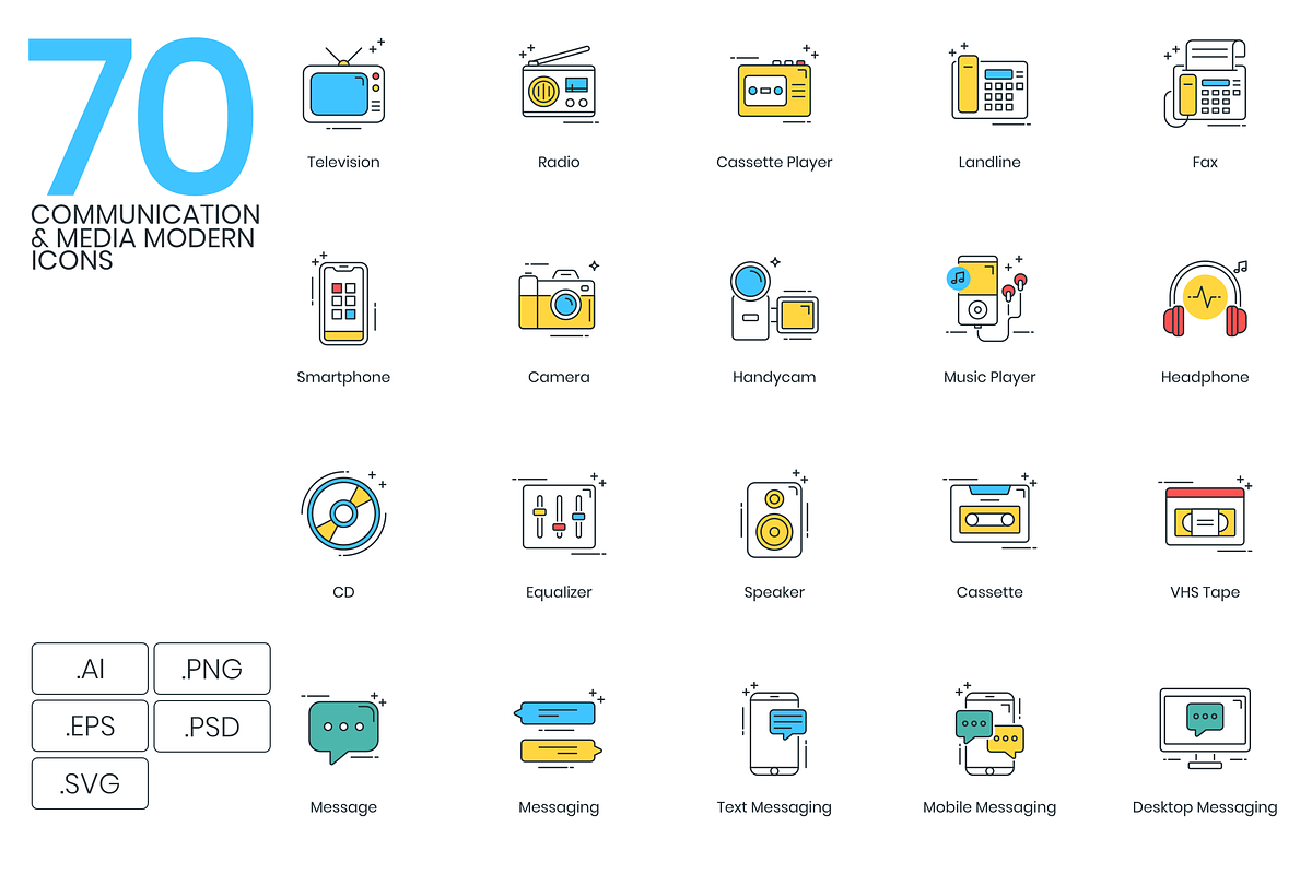 70 Communications & Media Icons in Text Message Icons - product preview 8
