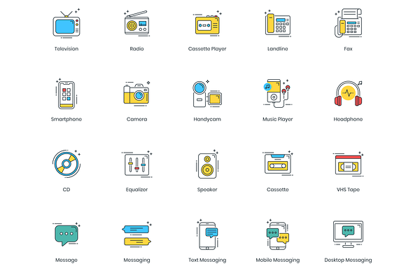 70 Communications & Media Icons in Text Message Icons - product preview 1