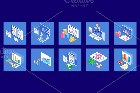 25 Isometric Business Analytics Icon in Icons - product preview 1