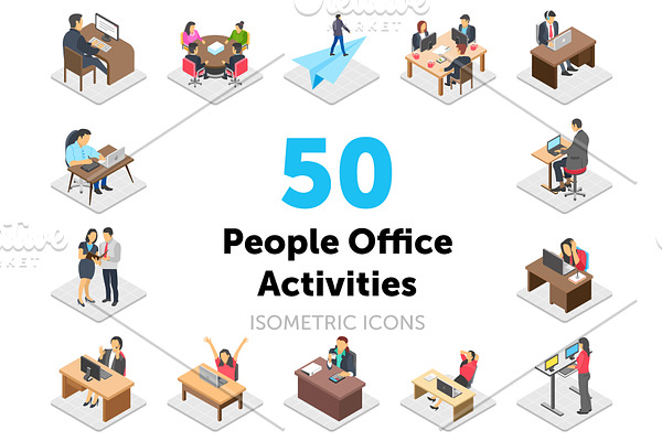 50 Office Activities Vector Icons