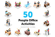 50 Office Activities Vector Icons