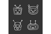 Chatbots chalk icons set