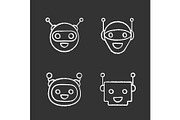 Chatbots chalk icons set