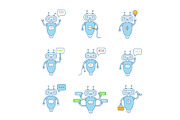 Chatbots color icons set