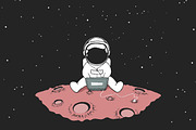 Cute an astronaut sits in internet