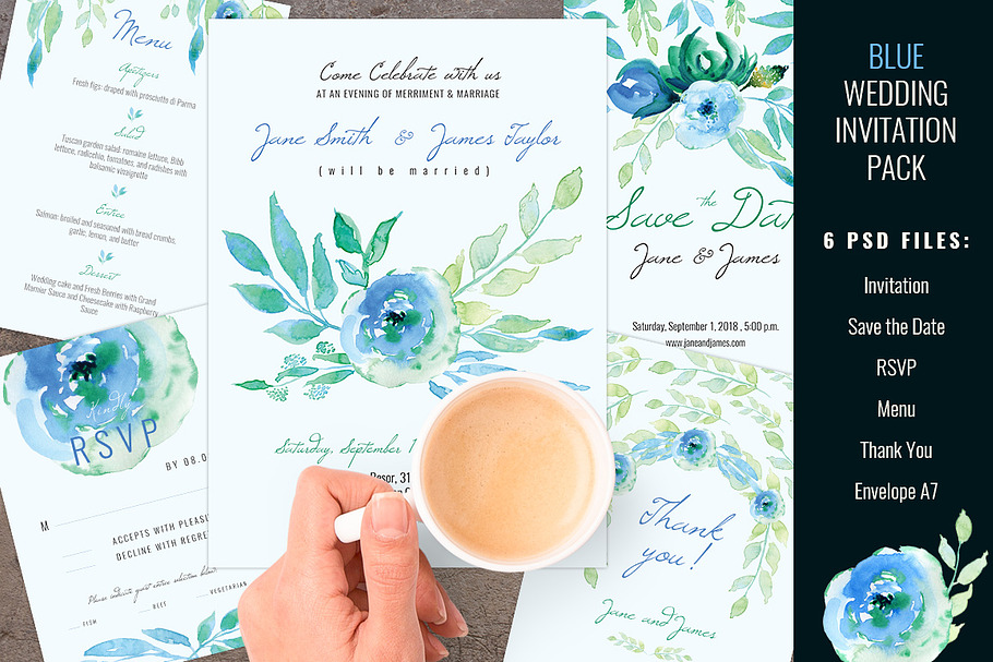 Blue Wedding Invitation pack