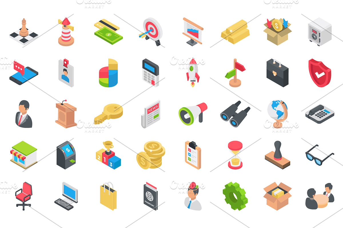 200 Business Isometric Icons in Icons - product preview 8
