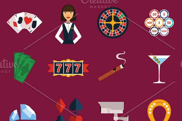 Casino and gambling icons set