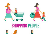 People in shopping center icons
