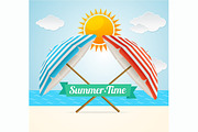 Vector Beach Umbrella Summer Card