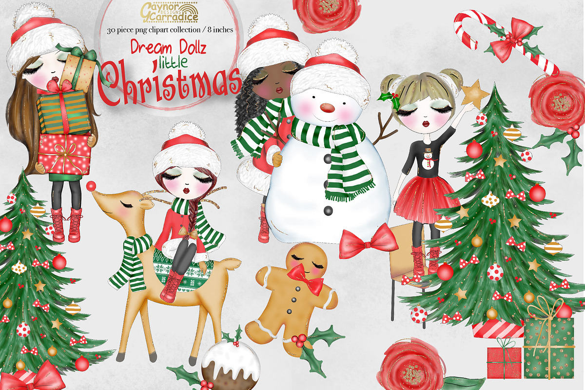 Cute Christmas Girls collection in Illustrations - product preview 8