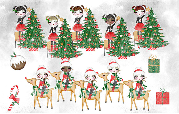 Cute Christmas Girls collection in Illustrations - product preview 1