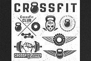Set of monochrome fitness emblems