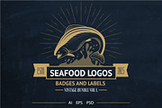 Seafood Logos, Badges & Labels+Bonus