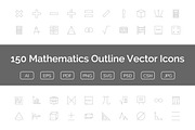 150 Mathematics Outline Vector Icons