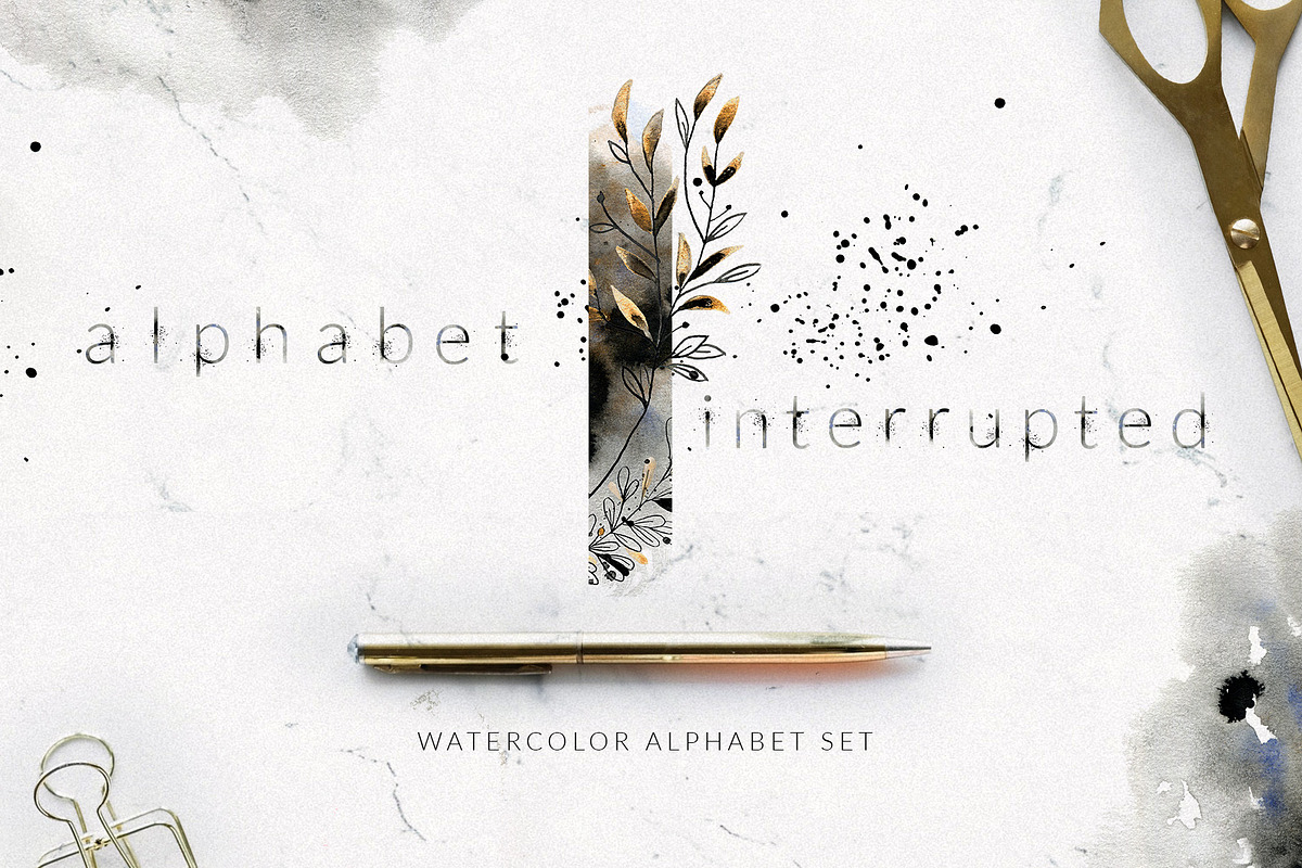 Alphabet Interrupted Watercolor Set in Illustrations - product preview 8